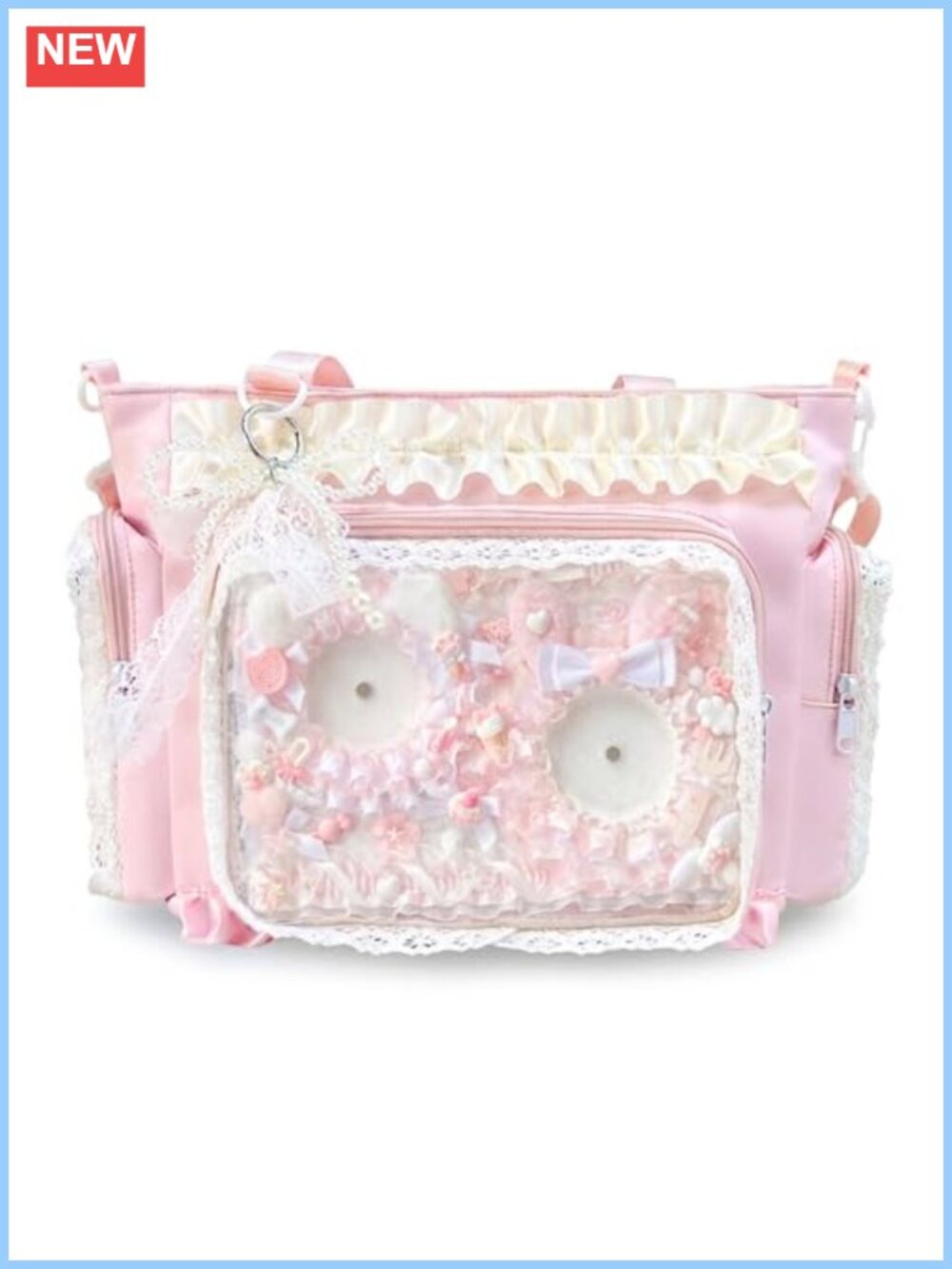 Ita Bag Pin Display Crossbody Clear Window Lace Y2K Kawaii Anime Gift
